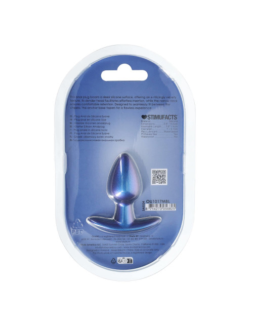 Smooth Silicone Anal Plug - Small - 2.6 / 6,5 cm - Metallic Blue