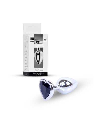 Plug-Jewellery Silver  Heart PLUG- Black