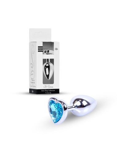 Plug-Jewellery Silver  Heart PLUG- Light Blue