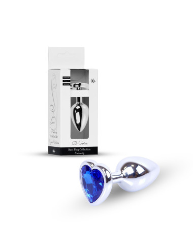 Plug-Jewellery Silver  Heart PLUG- Dark Blue