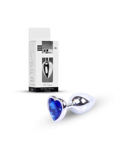 Plug-Jewellery Silver  Heart PLUG- Dark Blue
