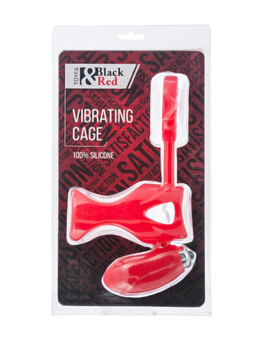 Black & Red, Penis ring with vibration, clitoral stimulation, silicone, red 14.5 cm