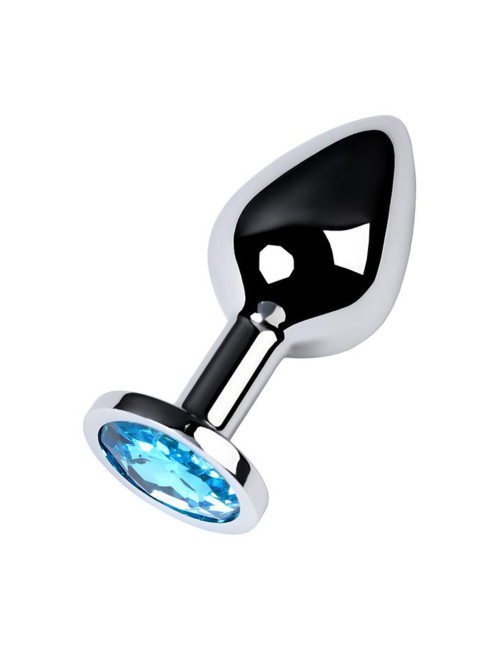 Metal by TOYFA Silver Anal Plug - metalowy korek analny z turkusowym kryształem