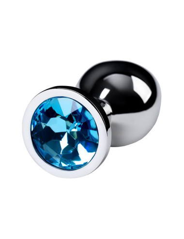 Silver anal plug with gem, turquoise