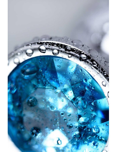 Silver anal plug with gem, turquoise