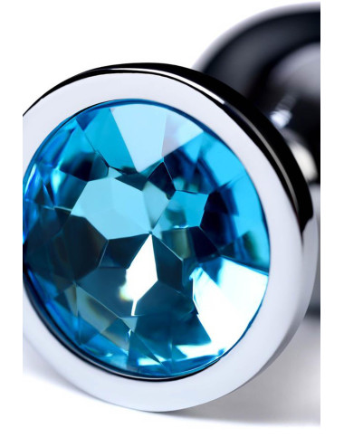 Silver anal plug with gem, turquoise