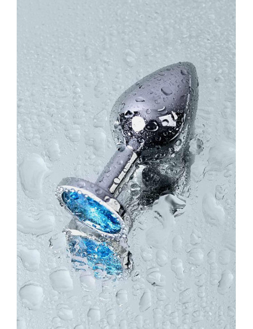 Metal by TOYFA Silver Anal Plug - metalowy korek analny z turkusowym kryształem