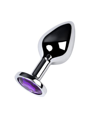 Silver anal plug TOYFA Metal,with a amethyst colored gem