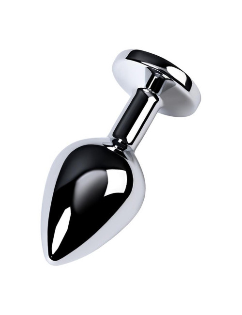 Silver anal plug TOYFA Metal,with a amethyst colored gem