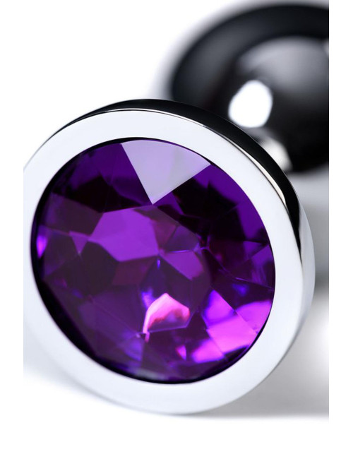 Silver anal plug TOYFA Metal,with a amethyst colored gem