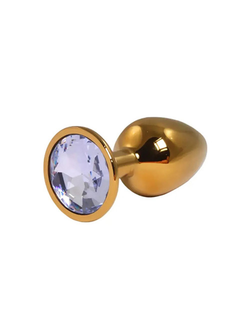 Gold Small Butt Plug with White Diamond