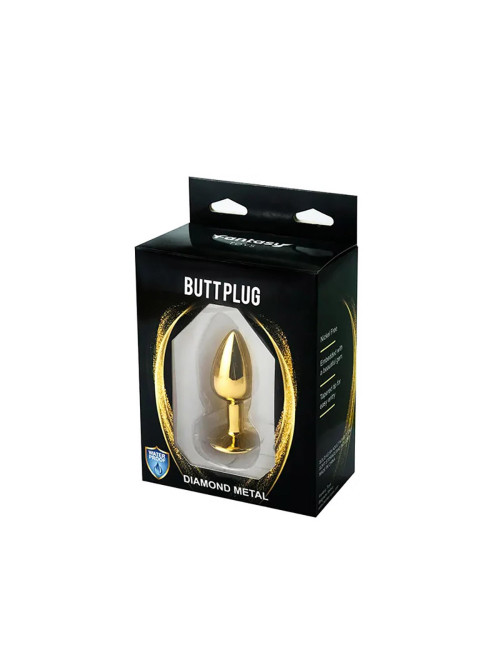 Gold Small Butt Plug with White Diamond