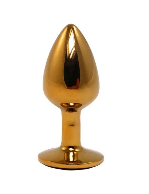 Gold Small Butt Plug with Black Diamond