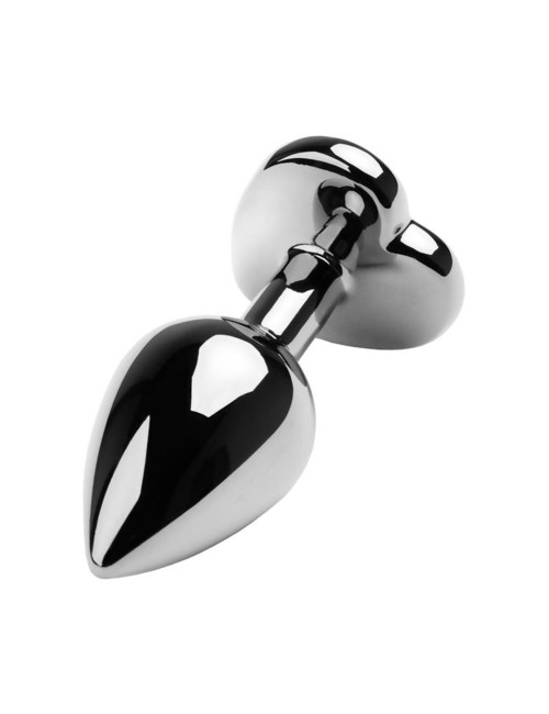 Metal by TOYFA Srebrny Korek Analny z Różowym Kryształem w Kształcie Serca