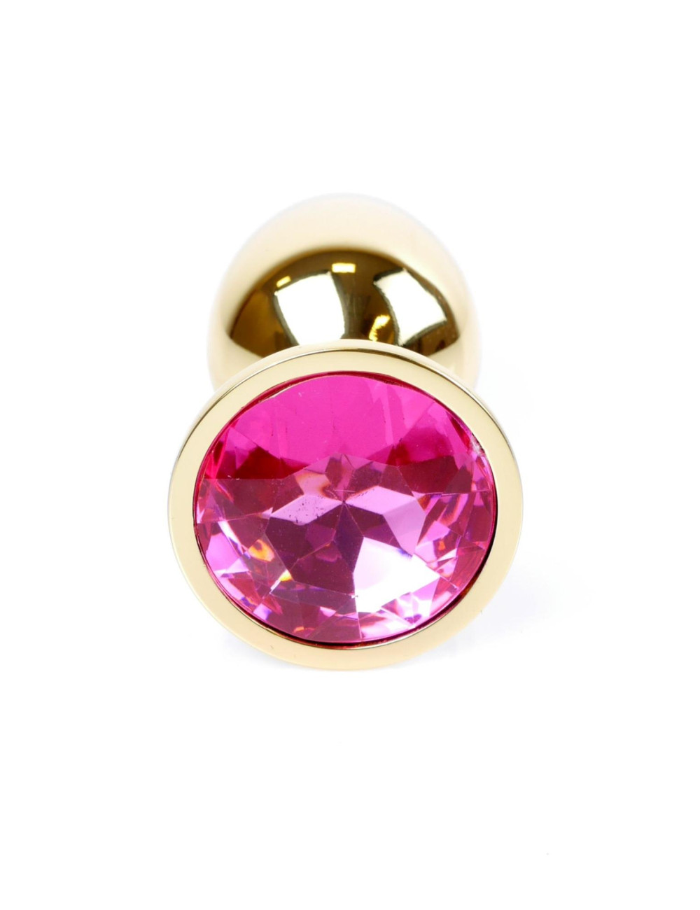 B-Series HeavyFun Złoty Korek Analny z Różowym Kryształem Jewellery Plug