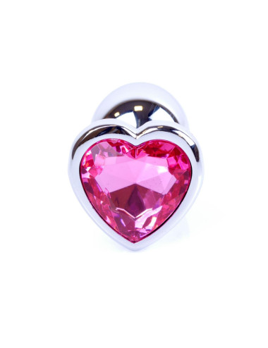 Biżuteria analna Plug-Jewellery Silver Heart PLUG Pink - korek anatomiczny, stal nierdzewna, diament