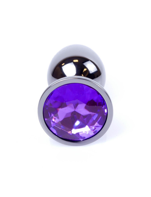 Metalowy korek analny HeavyFun Plug-Jewellery Dark Silver - Purple