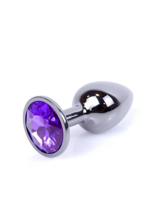 Metalowy korek analny HeavyFun Plug-Jewellery Dark Silver - Purple