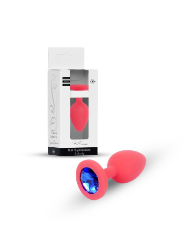 Plug-Jewellery Red Silicon PLUG Medium- Blue Diamond