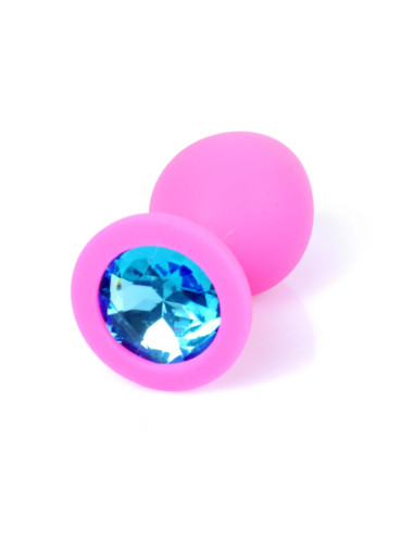 Plug-Jewellery Pink Silicon PLUG Medium- Light Blue Diamond