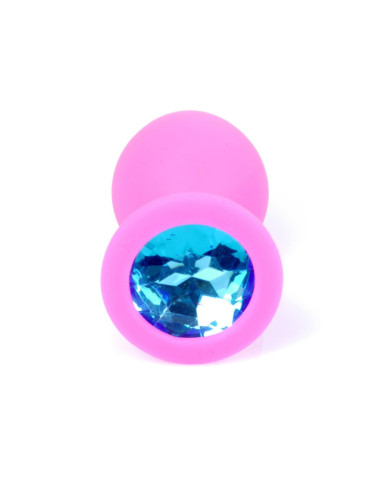 Plug-Jewellery Pink Silicon PLUG Medium- Light Blue Diamond