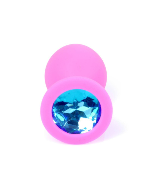 B - Series HeavyFun Różowy Plug Analny z Jasnoniebieskim Kryształem M
