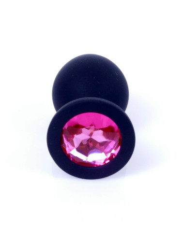 Plug-Jewellery Black Silicon PLUG Medium- Pink Diamond