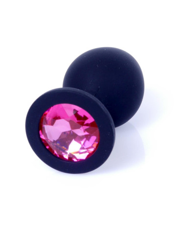 Plug-Jewellery Black Silicon PLUG Medium- Pink Diamond