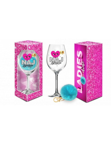 LADIES TIME - kieliszek do wina Signoria 700ml + pompon  - Najfajniejsza