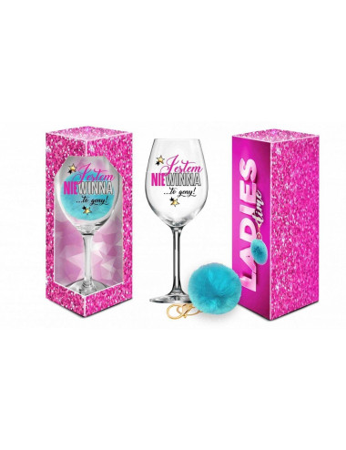 LADIES TIME - kieliszek do wina Signoria 700ml + pompon - Jestem niewinna