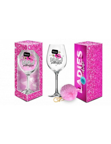 LADIES TIME - kieliszek do wina Signoria 700ml + pompon  - Najpiękniejsza