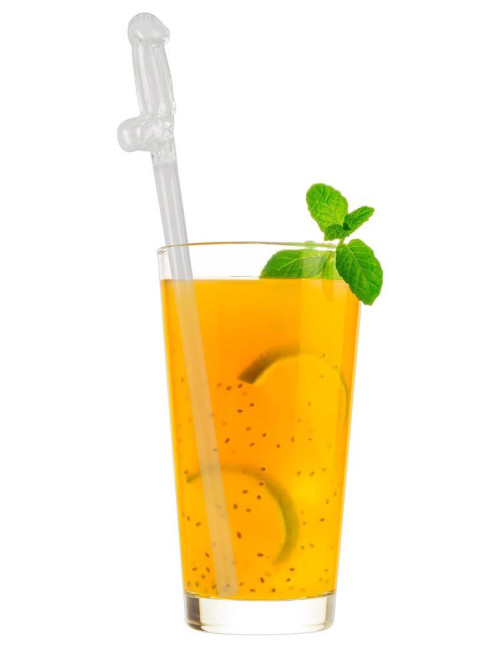 Glass Drinking Straw Willy x 4