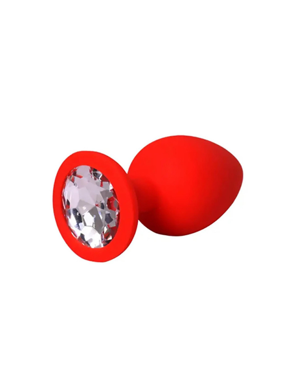 Red large butt plug with white crystal