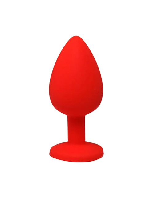 Red large butt plug with white crystal