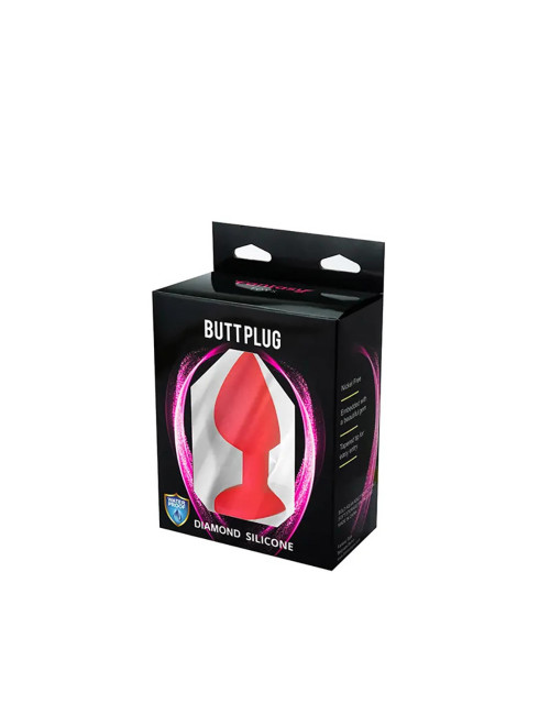 Red large butt plug with white crystal