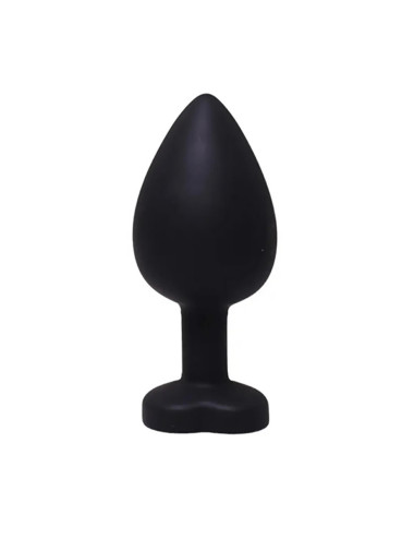 Black large heart-shaped butt plug with white crystal
