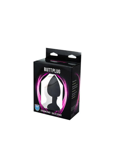 Black large heart-shaped butt plug with white crystal