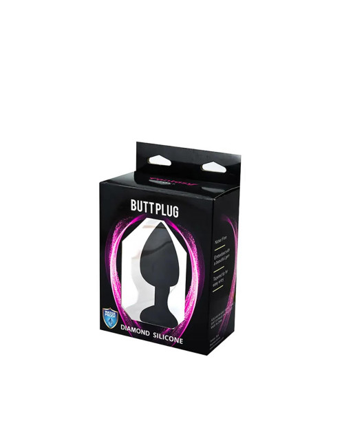 Black large heart-shaped butt plug with white crystal