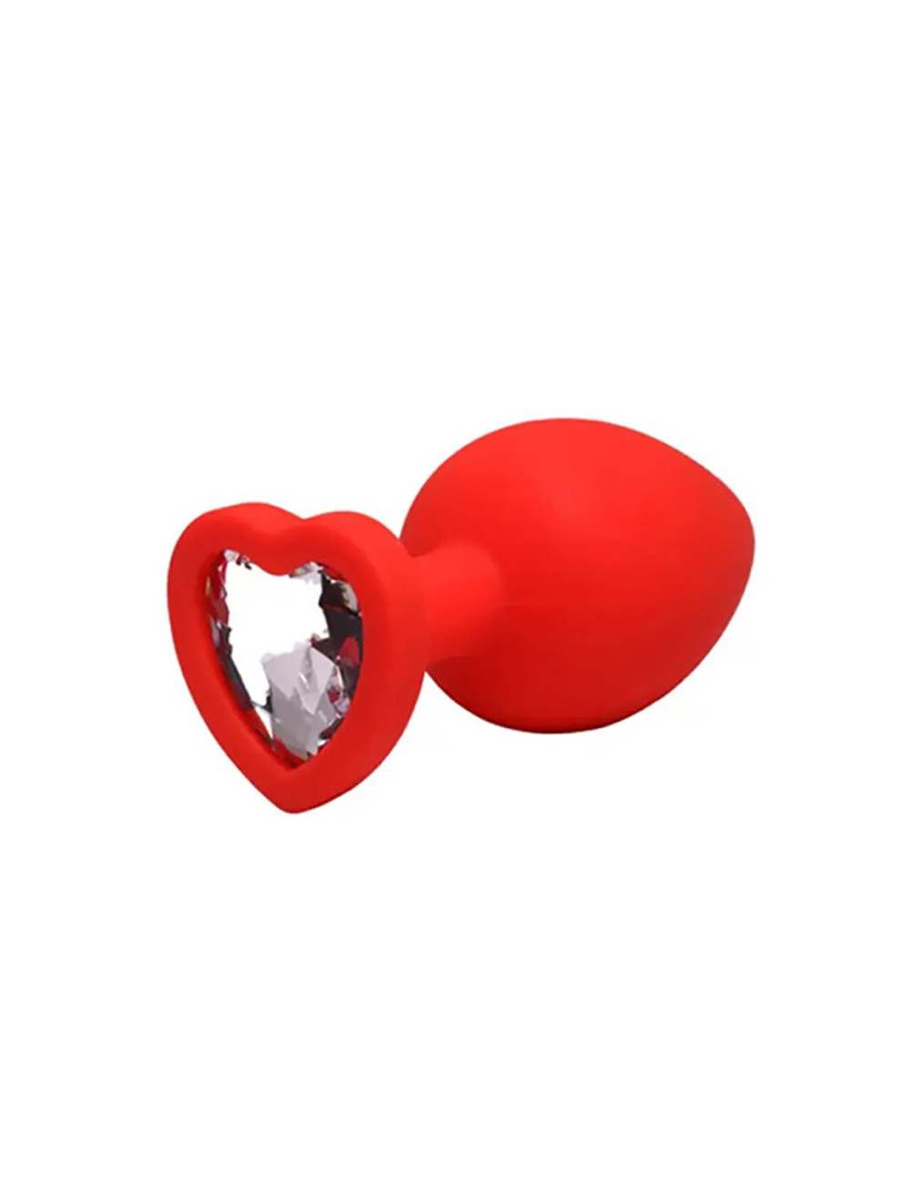 Red large heart-shaped butt plug with white crystal