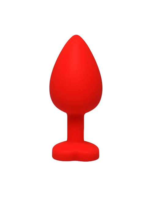 Red large heart-shaped butt plug with white crystal