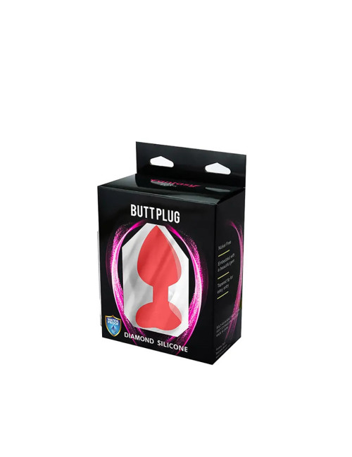 Red large heart-shaped butt plug with white crystal