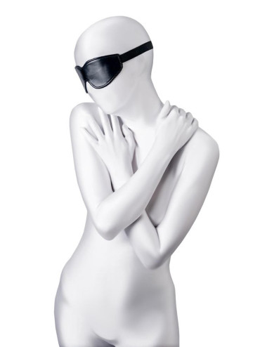 Maska BDSM Anonymo PU Leather - Czarna, 26,5 cm