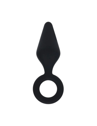 Silicone Anal Plug with Loop - M - Black