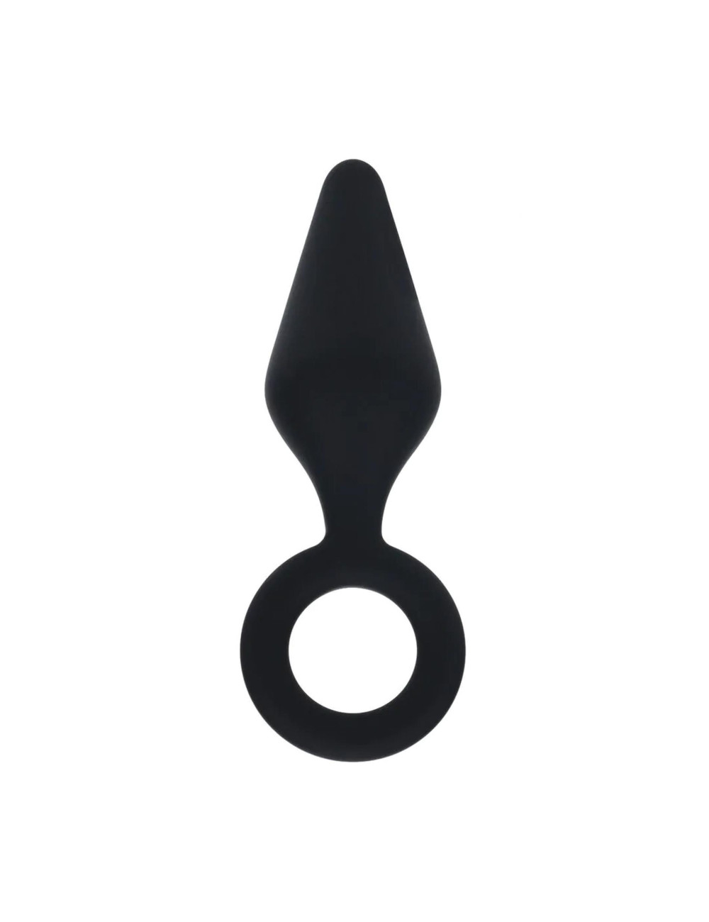 Silicone Anal Plug with Loop - M - Black
