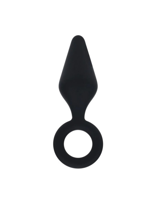 Silicone Anal Plug with Loop - M - Black