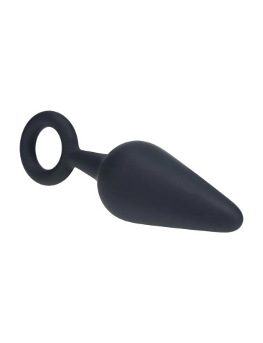 Silicone Anal Plug with Loop - M - Black