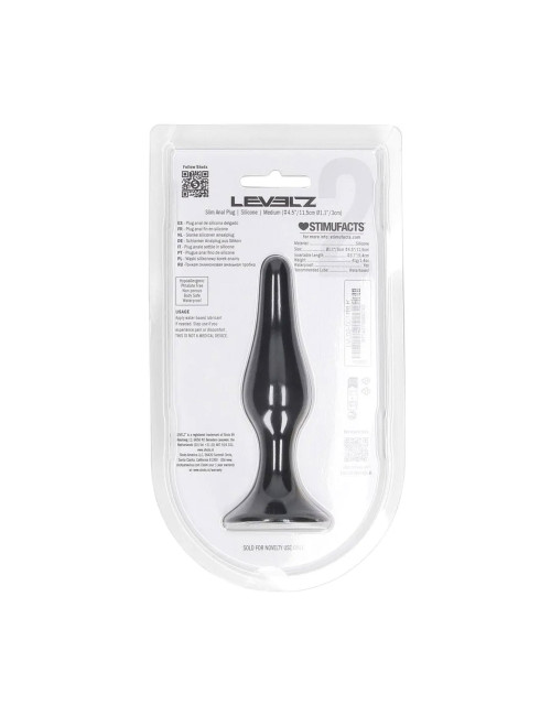 Slim Silicone Anal Plug - M - Black