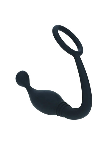 Silicone Cockring with Prostate Stimulator - S - Black