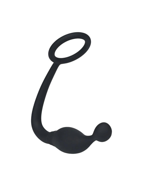 Silicone Cockring with Prostate Stimulator - S - Black