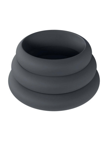 Wide O Silicone Cockring Set of 3 - S/M/L - Black